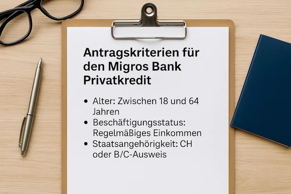 Antragskriterien für den Migros Bank Privatkredit