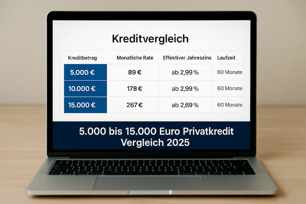 5.000 bis 15.000 Euro Privatkredit Vergleich 2025